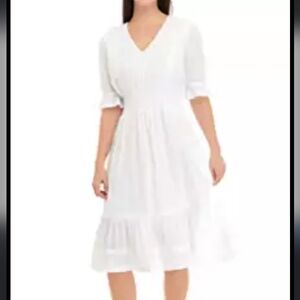 Joie white gauze short balloon sleeves mini dress size Xsmall